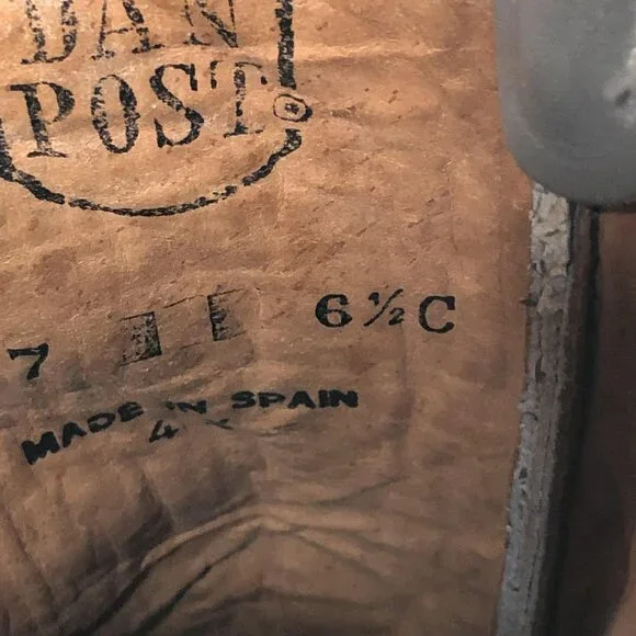 Dan Post Boots Womens Size 6.5C Gray Leather Western Pointed Toe Spain 4117 - Picture 5 of 16